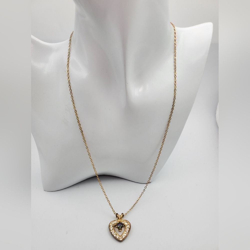 Sapphire rainbow‎ crystal heart necklace N2235